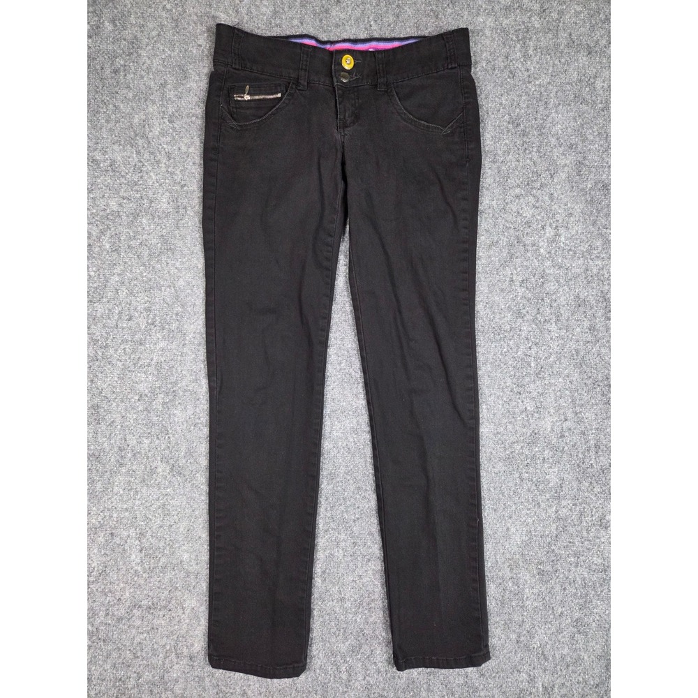 Vintage Unionbay Skinny Pants Womens 7 Black Low Rise Stretch Double Button